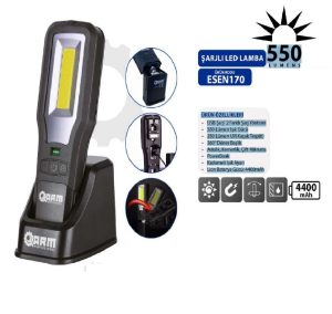 ARM Şarjlı Mıknatıslı Led Lamba 550 Lümen ULV Mor Işık - ESEN170 ARM Şarjlı Mıknatıslı Led Lamba 550 Lümen