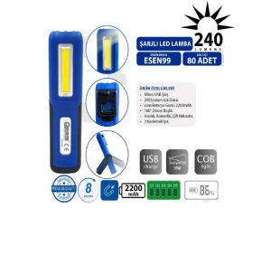 ARM 240 Lümen Şarjlı Led Lamba Mıknatıslı Fener - ESEN99 ARM Şarjlı Mıknatıslı Led Lamba