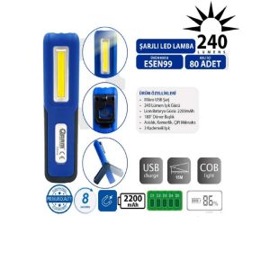 ARM Şarjlı Mıknatıslı Led Lamba Fener 240 Lümen