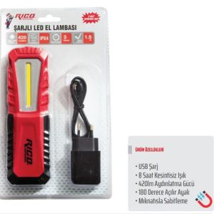 Rico 420 Lümen Şarjlı Mıknatıslı Led Lamba Fener