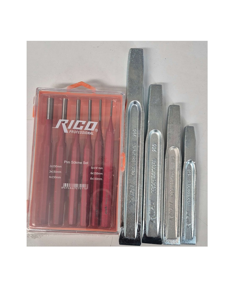 Rico Düz Pim Sökme Çıkarma Keski Seti - 00-RC7011 Rico Düz Pim Sökme Çıkarma Keski Seti