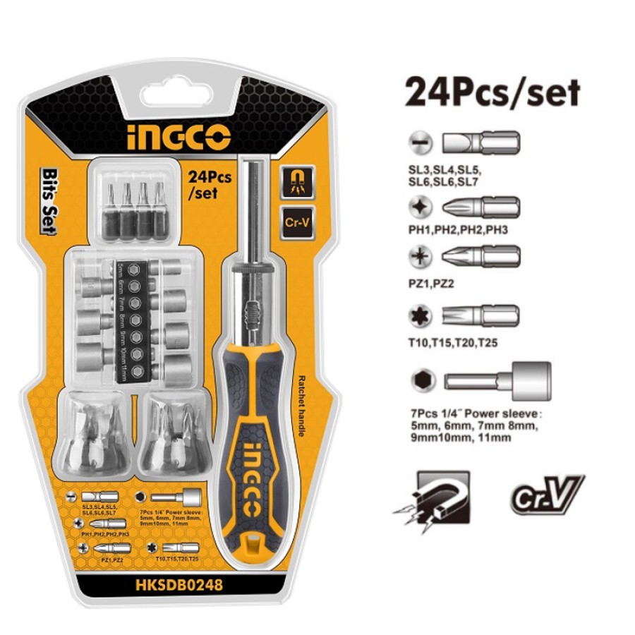 p-92cf031b29fb9e242c93ad9231c101b6 ingco 24 Parça Bits Tornavida Seti Takımı - HKSDB0248