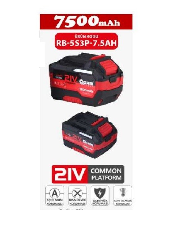 ARM Yedek Lion Akü Batarya 7,5Ah 21V - RB-593P-7 ARM Yedek Lion Akü Batarya 7,5Ah 21V