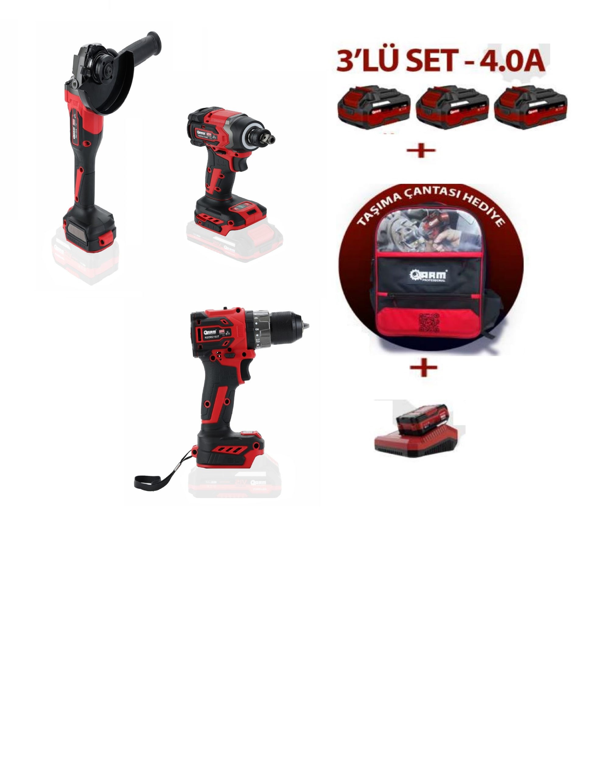 5800 ARM Şarjlı Taşlama Makinesi Seti - JM115A-RB-DB2102T-JM115A