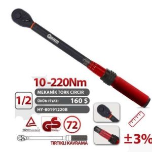 ARM 1/2 10–220 Nm Cırcırlı Tork Kolu Anahtarı