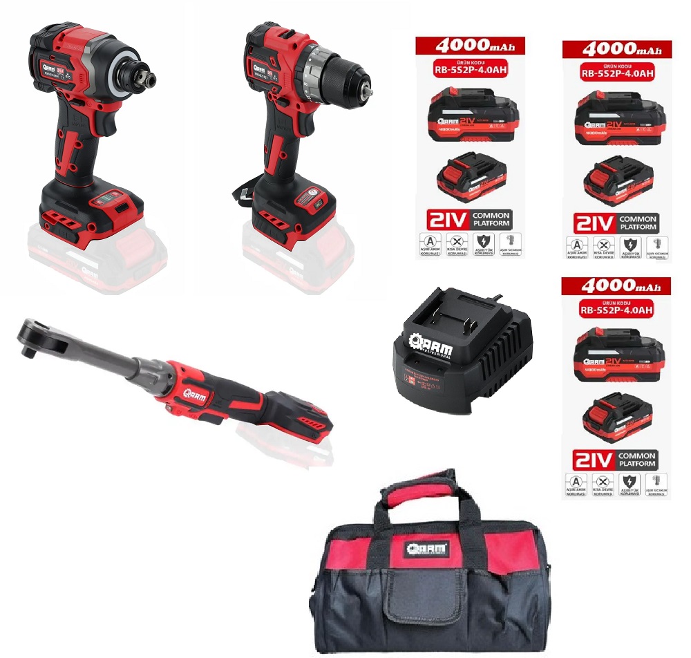 ARM 1/2 Somun Sökme Sıkma Matkap Seti + Cırcır Seti Takımı 4Ah Akü - RB8094ah ARM 1/2 Somun Sökme Sıkma Matkap Seti + Cırcır Seti Takımı 4Ah Akü